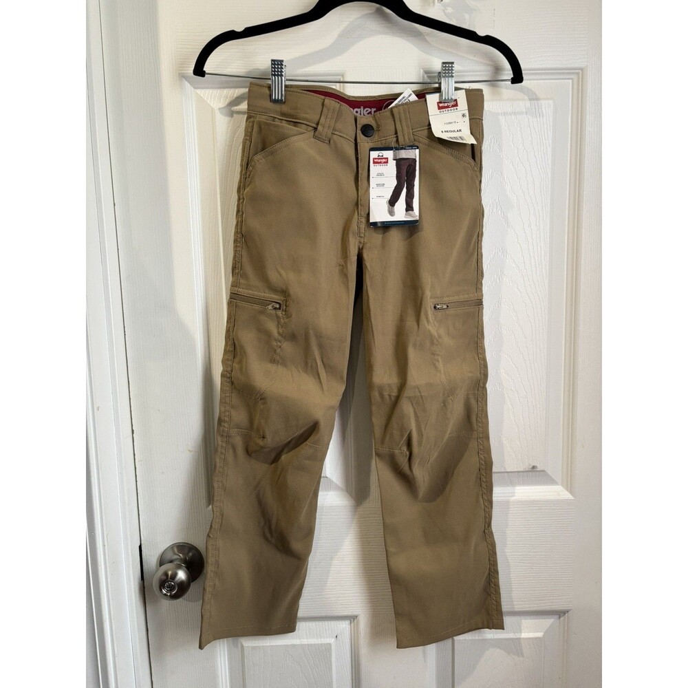 Wrangler All Terrain Cargo Pant Boys 8 Regular Straight Brown UPF Outdoor NEW